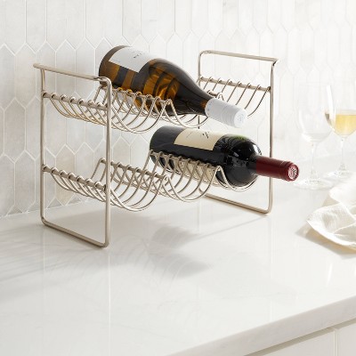 Brushed Nickel Freestanding Metal Wire 6-Bottle Wine Rack