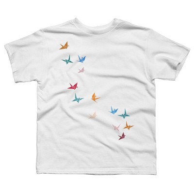 Boy's Design By Humans Flying Paper Cranes Birds By Magnussons T-Shirt