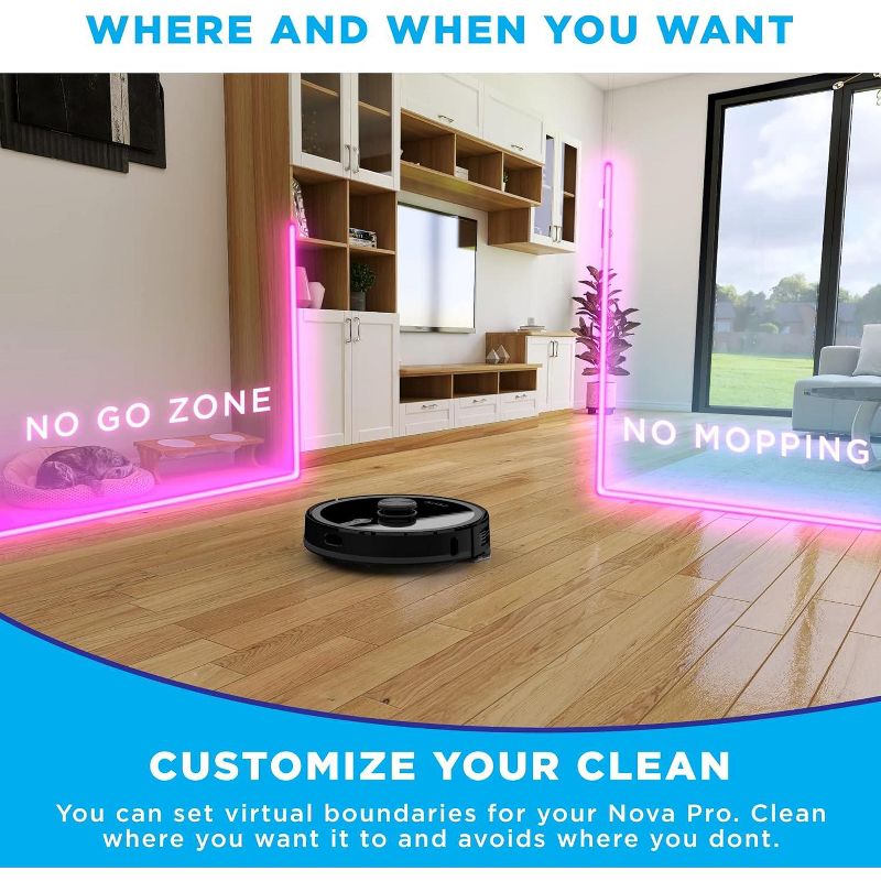 iHome iHRVS1PRO-3BLK-RB AutoVac Nova S1 Pro Self Empty LIDAR Mapping, 150 Min Runtime, Strong Suction Robot Vacuum - Certified Refurbished Grade B, 3 of 9