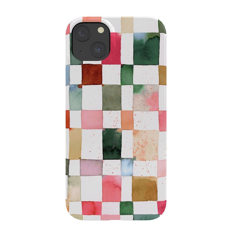 Ninola Design Watercolor checker Yuletide Snap Slim iPhone 15 Case - Society6, 1 of 2
