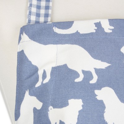 Stonewash Blue Dog Print Cotton Chef Apron with Pockets