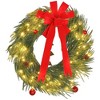 HOMCOM 36 Inch Christmas Wreath with 100 LED Lights, Prelit Christmas Wreath with 8 Modes, Frosted Branches and Ornaments for Indoor Outdoor, Green - 4 of 4