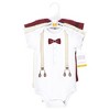 Hudson Baby Infant Boy Cotton Bodysuits, Burgundy Beige Suspender - 2 of 4