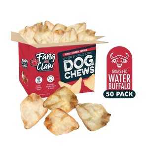 Fang & Claw – Water Buffalo Ear Dog Chews – 50 Pack – All-Natural High Protein Treats for Dogs - 1 of 3