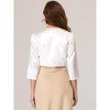 INSPIRE CHIC Women's Satin Elegant 3/4 Sleeve Solid Bolero Shrugs - 4 of 4
