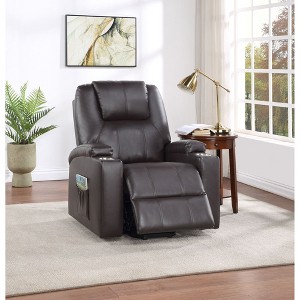 Faux Leather Power Lift Recliner with 2 Cup Holders - 1 of 4