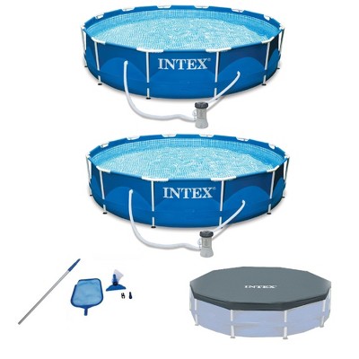 Intex 12'x30" Swimming Pool w/ Pump (2 Pack), Maintenance Kit & 12' Pool Cover
