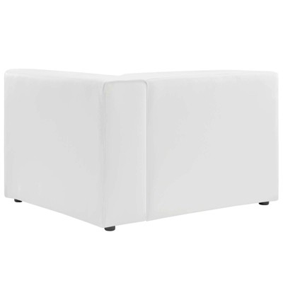 Expansive White Vegan Leather Right-Arm Chair with Elegant Piping
