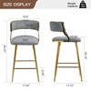 SET of 2 26'' Counter height bar stools Corduroy kitchen island counter bar stool with back,golden chromed base and footrest - 3 of 4