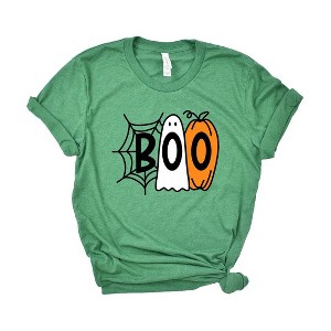 Simply Sage Market Women's Boo Web Ghost Short Sleeve Graphic Tee - 1 of 2
