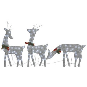vidaXL Christmas Decoration Reindeer Family Christmas Lighting with LEDs Mesh - Silver 3 - 1 of 4
