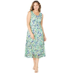 Catherines Women's Plus Size Printed Lace Dress - 1 of 4