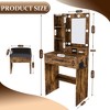 YONWAY Makeup Vanity Table Compact Dressing Desk with Mirror, Power Outlet, Hairdryer Holder and Stool for Small Bedrooms - 3 of 4