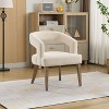 CAVINAS 25.79" Wide Modern Barrel Chair, Velvet Upholstered Accent Chair with Open Back and Solid Wood Legs, Beige - 2 of 4