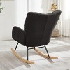 Rbied Metal Frame Rocking Chair Glider Chair Accent Chair for Living Room, Tufted Upholstered Teddy Fabric - 3 of 4