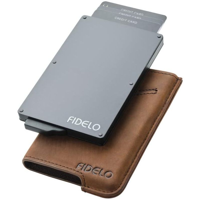Fidelo Minimalist Wallet for Men RFID Blocking Pop up Wallet Credit Card Holder, Brown, 1 of 4