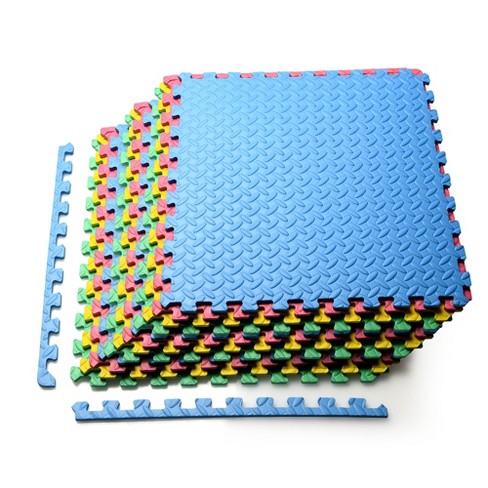 4-Pack of Interlocking EVA Foam Floor Tiles with Border Pieces - Great for  Use as a Play Mat or Home Exercise Flooring by Stalwart