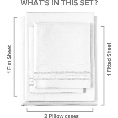 White Full Size Cotton Deep Pocket Sheet Set