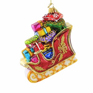 Huras 4.0 Inch Sleigh A Plenty Ornament Gifts Present Snow Tree Ornaments - 1 of 3