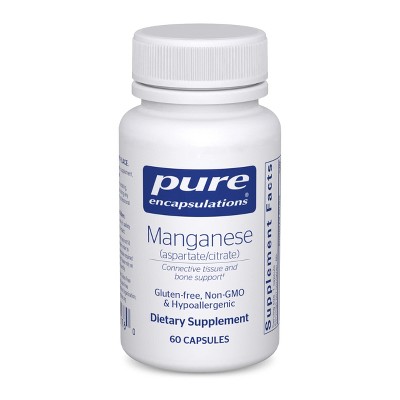 Pure Encapsulations Manganese (Aspartate/Citrate) - Hypoallergenic Trace Mineral Supplement for Connective Tissue and Bones - 60 Capsules