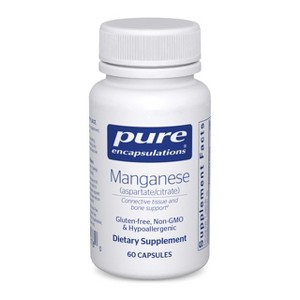 Pure Encapsulations Manganese (Aspartate/Citrate) - Hypoallergenic Trace Mineral Supplement for Connective Tissue and Bones - 60 Capsules - 1 of 4