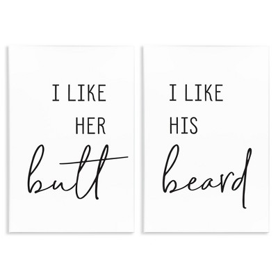 Stupell Industries Her Butt His Beard Funny Romantic, 13" x 19"
