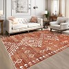 Machine Washable Low Pile Rug - Non-Slip Vintage Geometric Design for Living Room, Bedroom, Dining Room - 2 of 4