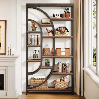 Hommoo Industrial Bookshelf with Open Shelves Brown