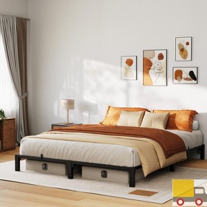 Garvee Metal Bed Frame, Heavy Duty Platform with 800 lbs Support, No Box Spring, Easy Tool-Free Assembly, Noise-Free Design, Black - 1 of 4