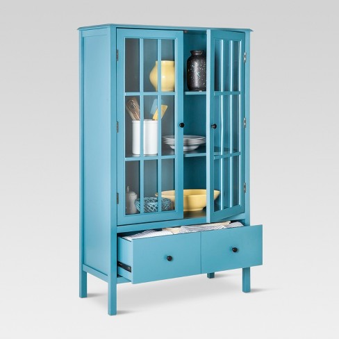 windham tall storage cabinet with drawer teal - threshold™ : target