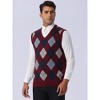 Lars Amadeus Men's Casual Argyle V Neck Sleeveless Knit Pullover Sweater Vest - 2 of 4