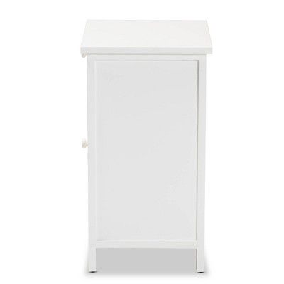 Sariah Mid-Century Rattan Accented 2-Drawer Nightstand - White