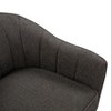 Mid-Century Modern Accent Chair 1pc Charcoal Hued Chenille Fabric Upholstered Channel Stitched Back Brown Legs Solid Wood Furniture - 4 of 4