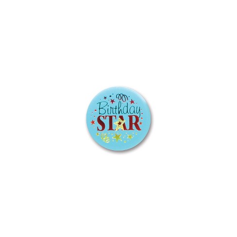 Beistle 2" Birthday Star Satin Button Blue 6/Pack BN167 - image 1 of 1