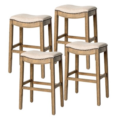Maven Lane Adrien Upholstered Backless Saddle Kitchen Stool, Set of 4
