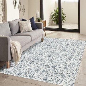 GOCAPTAIN Vintage Washable Area Rug, Foldable Thin Accent Rug, Stain-Resistant Distressed Carpet, Floral Print Soft Mat for Bedroom Living Room - 1 of 4