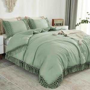 BAGOKIE 3 Pieces Boho Tassel Bed in a Bag Comforter Set - 1 of 4