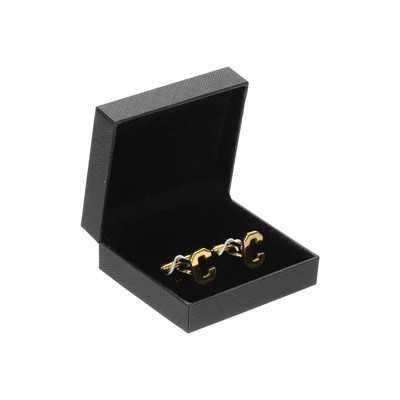 Unique Bargains Men Weddings Gift Classic Alphabet Cuff Links with Box 2 Pcs