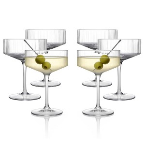 Clear Ribbed Martini Coupe Glasses 9.5oz - 1 of 4
