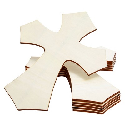 Juvale 6-Pack Unfinished Wood Cutout Cross Shaped for Craft DIY, Sunday School, Church