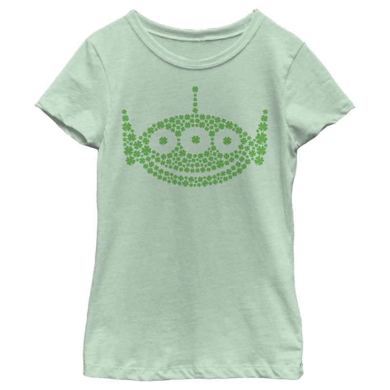 Girl's Toy Story St. Patrick's Day Little Green Men Shamrock Fill T-Shirt, 1 of 5