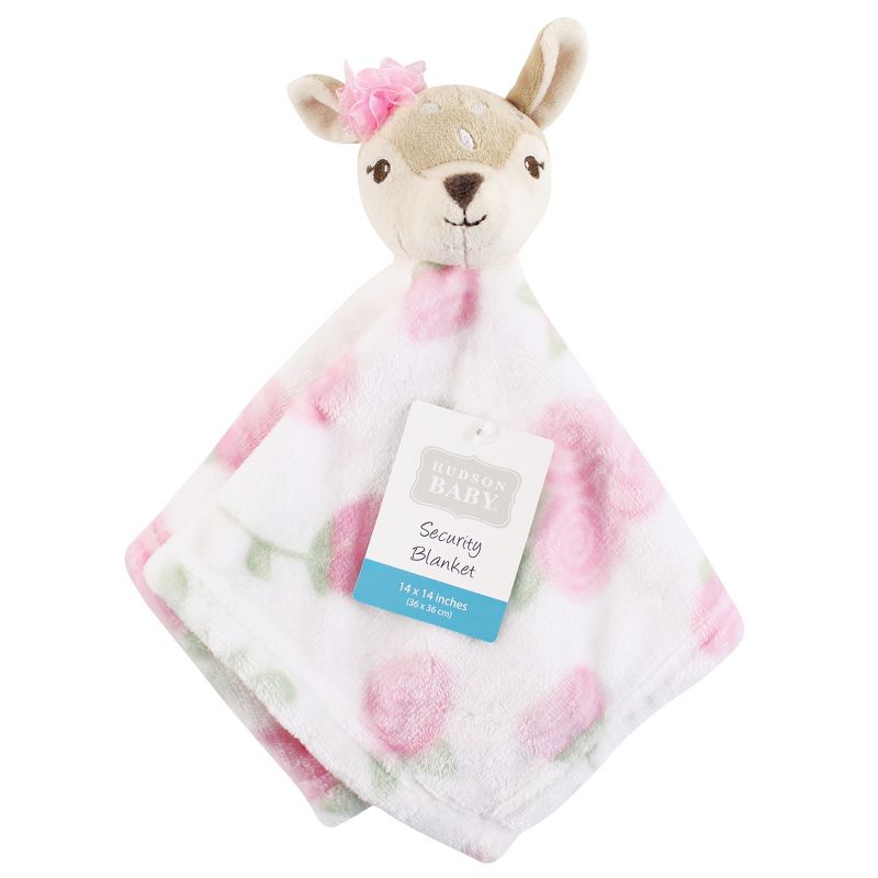 Hudson Baby Infant Girl Animal Face Security Blanket, Fawn, One Size, 2 of 3