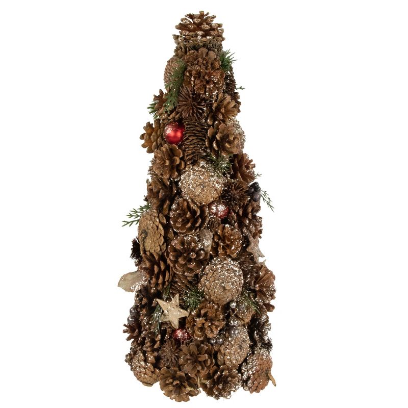 Northlight 17" Pinecone and Berry Christmas Cone Tree Tabletop Decoration, 1 of 4