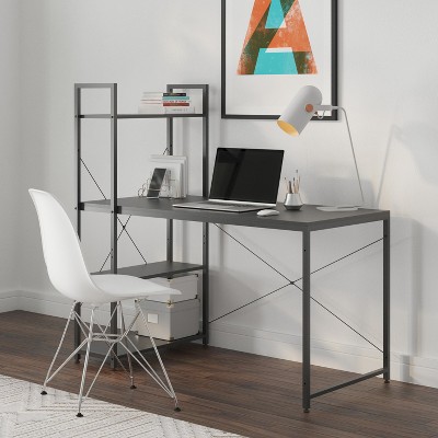 Glenwillow Home Ames Reversible Gaming Computer Desk with Adjustable Shelves, Home Office Desk, Grommet Cable Management, Leveler Feet, Easy Assembly