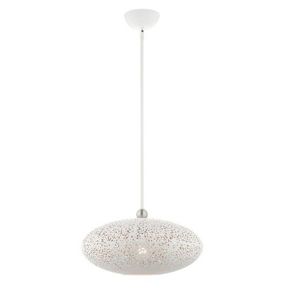 Livex Lighting Charlton 1 - Light Pendant in  White/Brushed Nickel