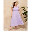 Women Plus Size Sleeveless Maxi Dress Smocked High Waist Tiered Ruffle Summer Casual Dress - 2 of 4