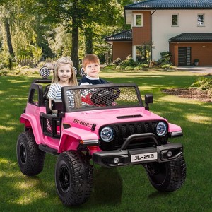 24V 2-Seater Kids Electric Ride-On Truck, 2WD/4WD Switchable, with Remote Control, Trunk, 4-Wheel Suspension, LED Lights - 1 of 4