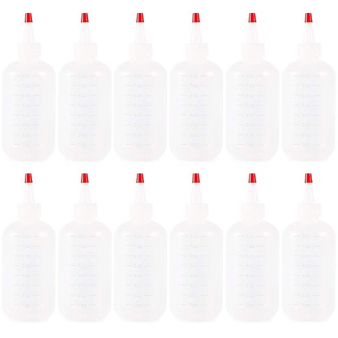 Set of 12 W/Caps Included 8 oz Plastic Squeeze Bottles 