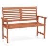 Costway Patio Solid Wood Loveseat with Inclined Backrest & Slatted Seat Teak Painting - 2 of 4