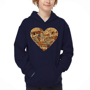 LA Pop Art Thanksgiving Heart - Boy's Word Art Hooded Sweatshirt - 1 of 4